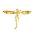 Bling Jewelry Womens Estate Style Golden Simulated Emerald Dragonfly Brooche Pin 14K Gold Plated