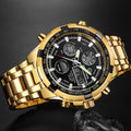 GOLDEN HOUR Luxury Stainless Steel Analog Digital Watches for Men Male Outdoor Sport Waterproof Big Heavy Wristwatch