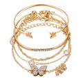 Foeses Italian Cuban Charm Stackable Bracelet 5 Pack in Gold Plated