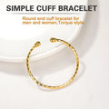 U7 Twisted Gold Bracelet for Women Girls Open Bracelet Jewelry Fashion Solid Cuff Bangle Christmas Birthday Gift