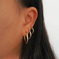 RoseJeopal Small Gold Hoop Earrings, 14K Gold Plated, Hypoallergenic, Sterling Silver, 3 Pairs