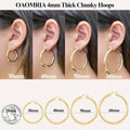 Jewelery Chunky Gold Hoop Earrings for Women, Hypoallergenic 14K Gold Thick Hoops, Lightweight