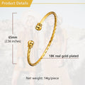 U7 Twisted Gold Bracelet for Women Girls Open Bracelet Jewelry Fashion Solid Cuff Bangle Christmas Birthday Gift