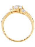 Brilliance Fine Jewelry Round 3-Stone Center Cubic Zirconia Engagement Ring in 10K Yellow Gold