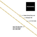 10k Solid Yellow Gold Figaro Link Chain Necklace (2.3 mm, 20 inch) | Unisex Necklace