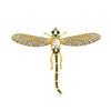 Bling Jewelry Womens Estate Style Golden Simulated Emerald Dragonfly Brooche Pin 14K Gold Plated