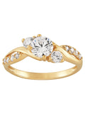 Brilliance Fine Jewelry Round 3-Stone Center Cubic Zirconia Engagement Ring in 10K Yellow Gold