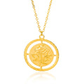 Fashionable temperament embossed gold coin pendant necklace retro round rose collarbone chain Jewelry for Women-Gold