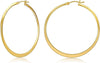 Flattened Gold Hoop Earrings for Women, 14K Real Gold Plated Hoops ,Hypoallergenic Lightweight Earring