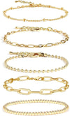 M·SOutGone Dainty Adjustable Paperclip & Tennis Bracelet Set with Zirconia In Gold Plated