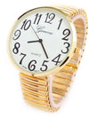 Super Size Gold Large Face Easy to Read Stretch Band Watch