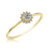 Tilo Jewelry 10K Yellow Gold Dainty Halo Flower Ring with Cubic Zirconia CZ Stones | Size 5 | Women & Girls