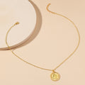 Fashionable temperament embossed gold coin pendant necklace retro round rose collarbone chain Jewelry for Women-Gold