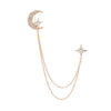 amagogo Chain Moon and Star Rhinestone Tassel Brooch Classy for Gold