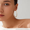 Flattened Gold Hoop Earrings for Women, 14K Real Gold Plated Hoops ,Hypoallergenic Lightweight Earring