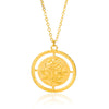 Fashionable temperament embossed gold coin pendant necklace retro round rose collarbone chain Jewelry for Women-Gold