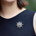 Elegant For Adults Snowflower Flower Shirt Accessories Zircon Anti-glare Rhinestone Lapel Pin Buckle Korean Badge Pin Men Collar Pins Women Brooches GOLD