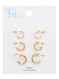 Time and Tru Gold Hoop Earring Trio for Women, 3 Pairs